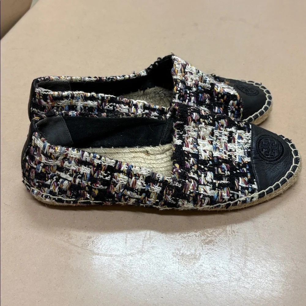 Tory Burch Color-Block Tweed‎ Espadrille Flat Shoe Sz 6.5